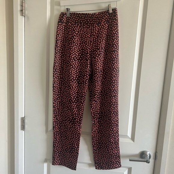 L’agence Adrienne Silk Pants Size Relaxed Fit Black Red Polka Dots $365 - Picture 11 of 12